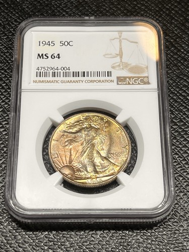 1945-Walking Liberty Half Dollar MS64 NGC Beautifully Toned ~ Great Luster!*1249