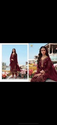  Eid pakistani Chiffon Suit Gorgeous Work India DRess Women Embroidery Bust~42L