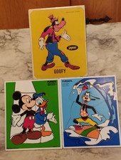 3 Vtg Playskool Disney Frame Tray Puzzle Mickey Mouse, Donald Duck, Jaymar Goofy