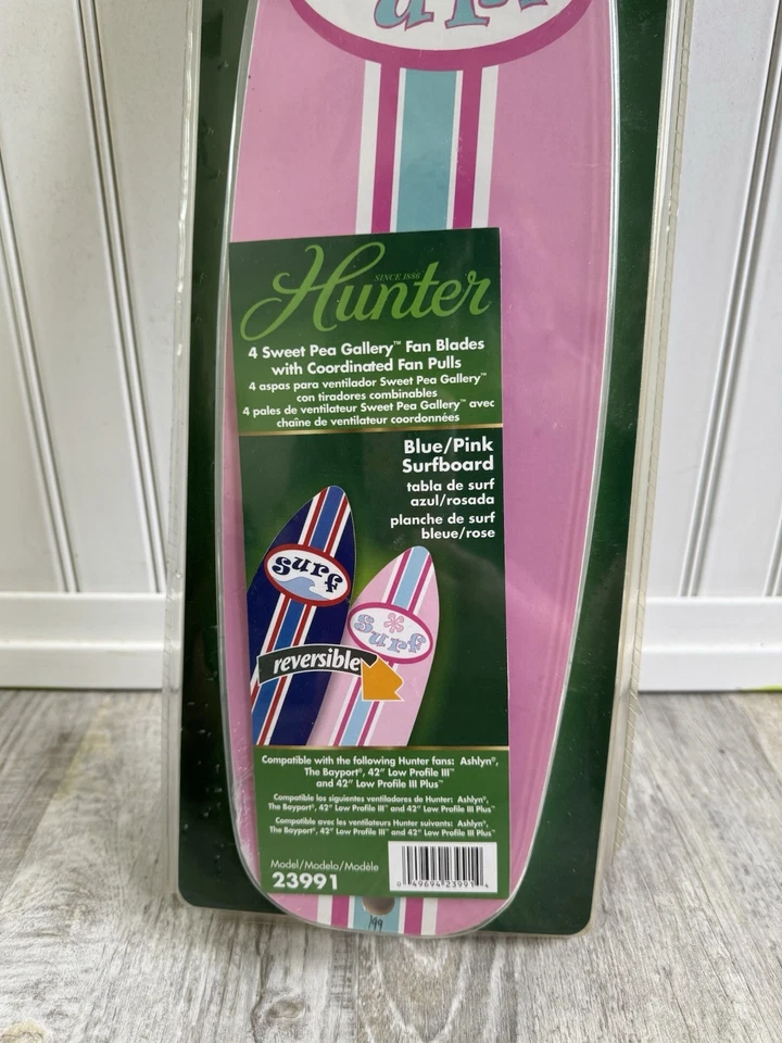 Hunter Surfboard Fan Blades Surf Decor Beach House Bar Pink / Blue Reversible - Image 4 of 4