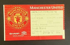 Manchester United v Barnsley - 1997/98 - FA Cup 5th Round  Ticket - 28 years old