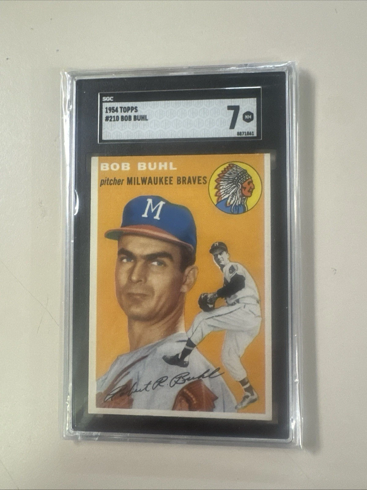 1954 Topps Bob Buhl RC #210 Milwaukee Braves SGC 7