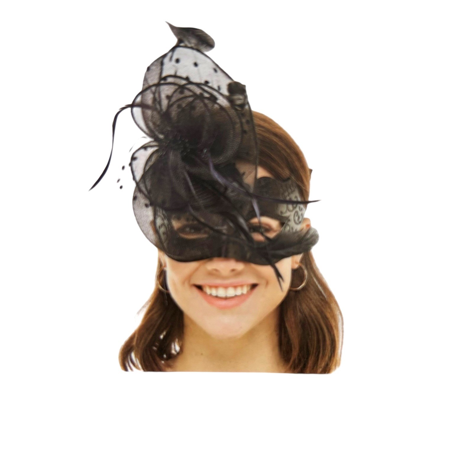 NEW Black Masquerade Feather Mask Costume Halloween Party Adult Novelty