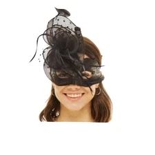 NEW Black Masquerade Feather Mask Costume Halloween Party Adult Novelty