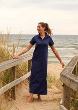 Tori Burch navy blue Perfect Polo maxi dress size Medium - See Measurements