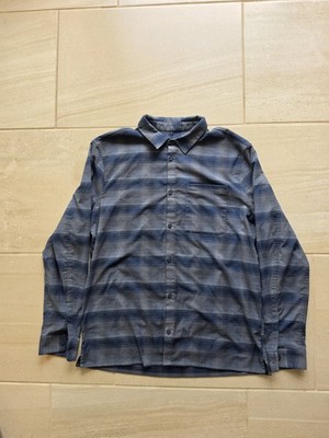 Lululemon Masons Peak Flannel Shirt Mens XL Blue Plaid Button Up Lightweight