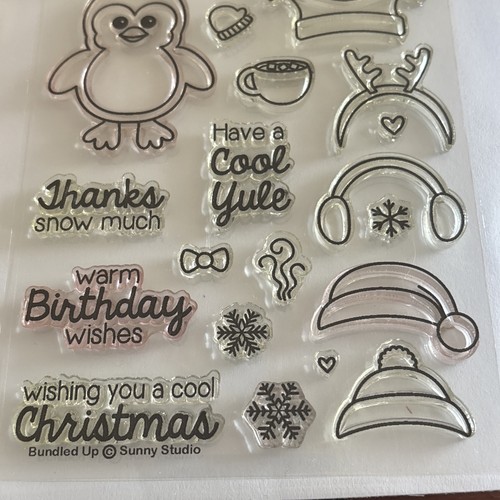 Sunny Studio Konvolut Stempel und Stanzformen Set. Pinguin Danke Weihnachtswünsche - Bild 3 von 10