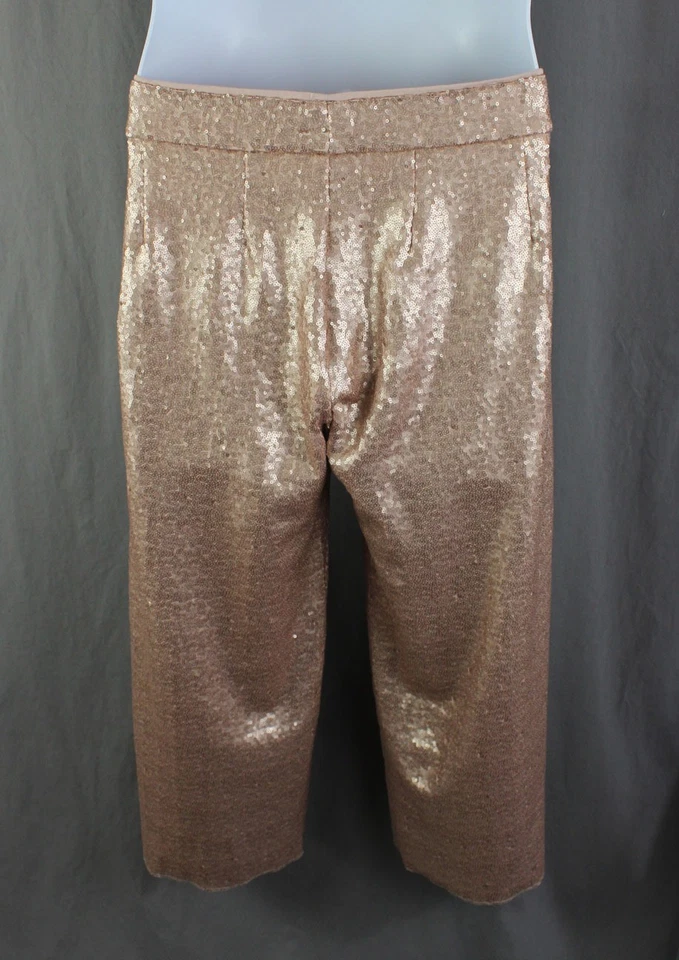 Pantalones para mujer Avenue Montaigne de lentejuelas doradas cintura elástica talla 12 Foto 2 de 4