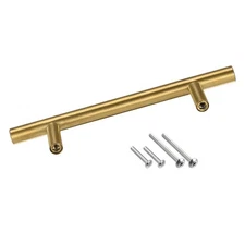 T Bar Pull Handle 6.3''Hole Center Distance, 0.47''Dia 5Pcs, Stainless Silver