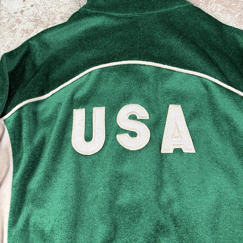 Vintage Levis 1984 USA Olympia Trainingsjacke Herren Größe L Grün Velour Retro - Bild 16 von 16