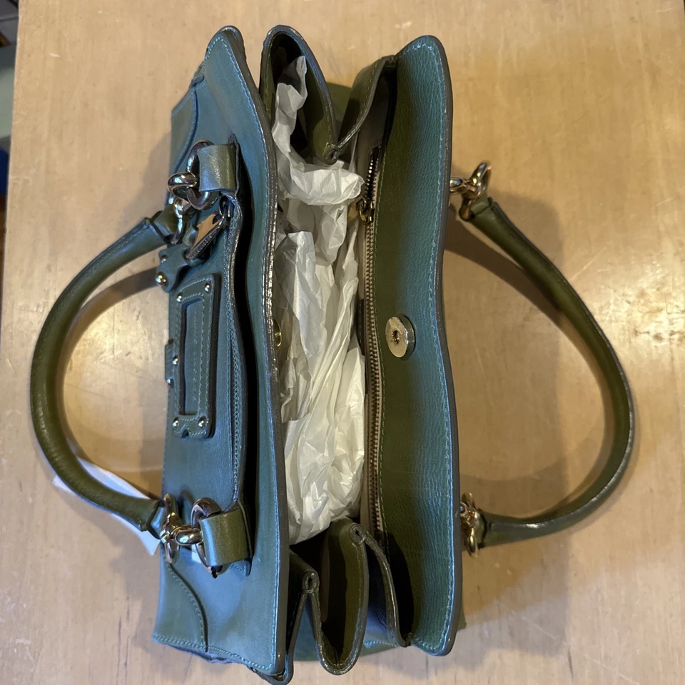 NUEVO CON ETIQUETAS Marc Jacobs Cartera Desmontable Cuero Verde Manzana/Dorado Bolso Cartera Foto 4 de 4