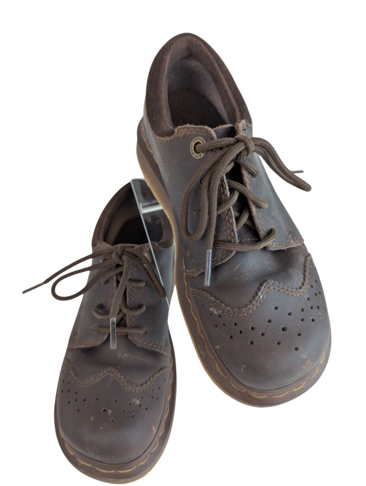 SAOLA Scarpe Dr Martins unisex giovani taglia 5 pelle marrone stringate Brouge Derby punta alare