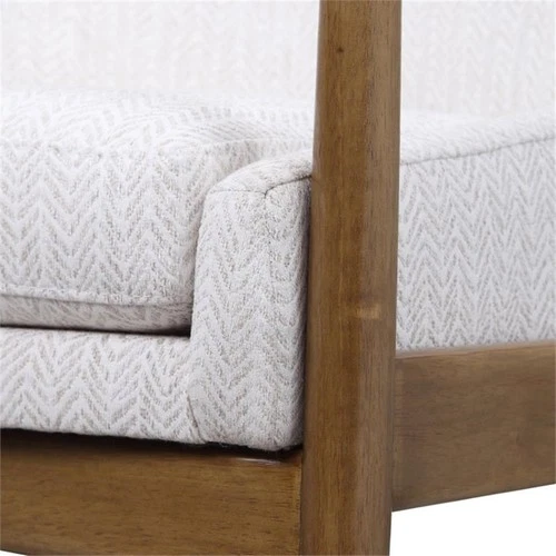 Uttermost Bev Farmhouse Wood and Fabric Accent Chair in White/Taupe - Picture 6 of 10
