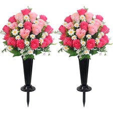Wocst Artificial Cemetery Flowers for Grave Memorial Day Flowers for Cemetery...