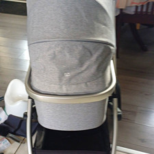 Halo Grey Single Pram Pushchair with Carrycot & Rain Cover, Rubber Tyres