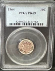 1964 Proof Roosevelt SILVER Dime PCGS PF69
