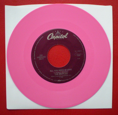 The Beatles  ALL YOU NEED IS LOVE / NEW/MINT   HOT PINK VINYL JUKE BOX 45  FAB 4