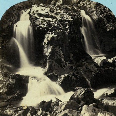Frankreich Pyrenäen Cascade du Discoo Wasserfall Eaux Bonnes Stereo Foto Lamy 1867