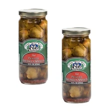 Amish Wedding Hot Pickled Brussel Sprouts, Two 16 oz Glass Jars
