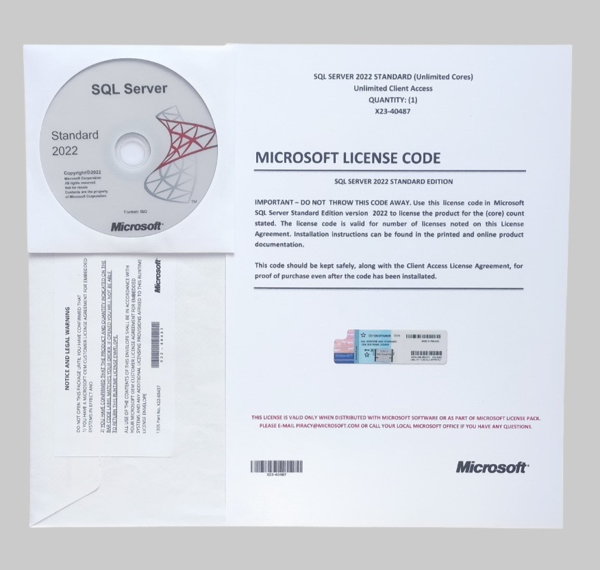 Microsoft SQL Server 2022 Standard Unlimited Cores & unlimited CALs ...