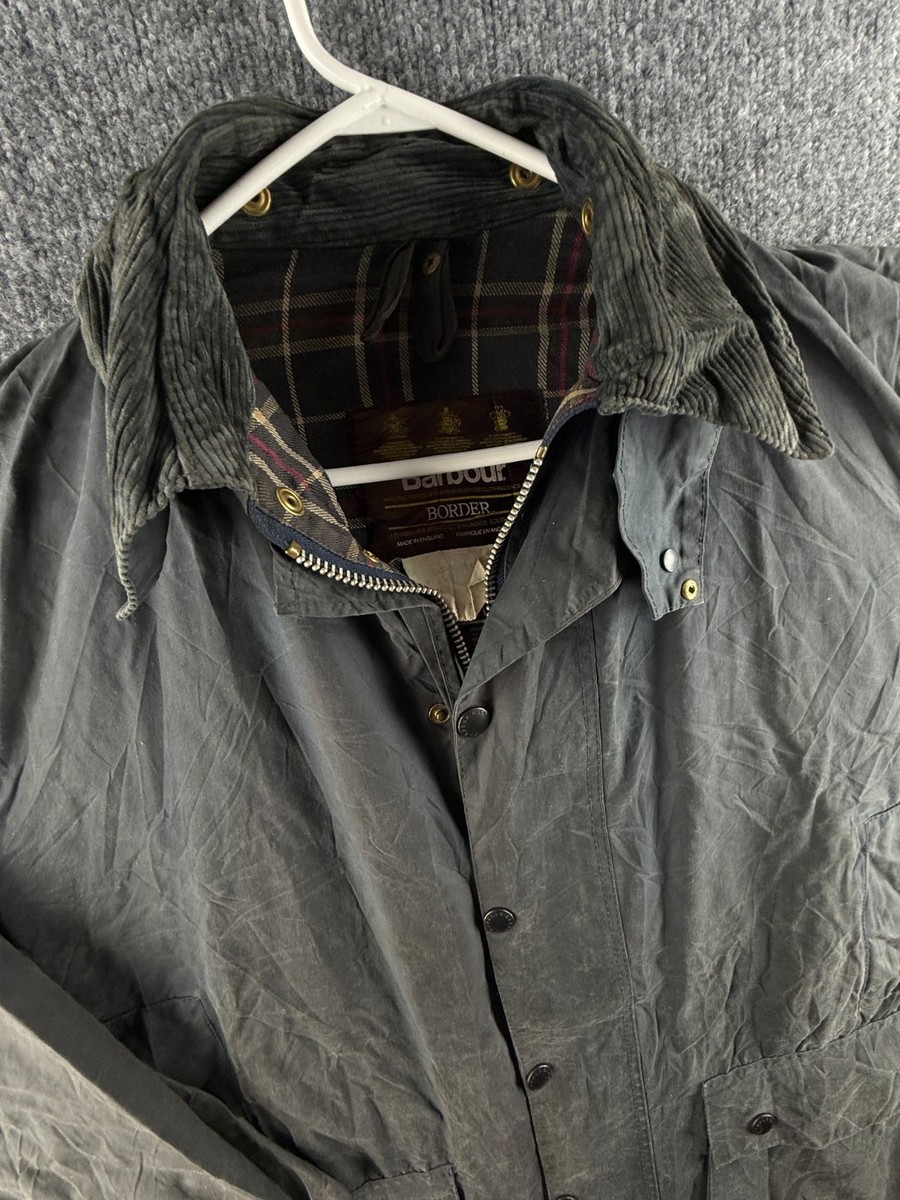 Barbour A205 Border Blue Waxed Jacket Coat Men Full Zip England