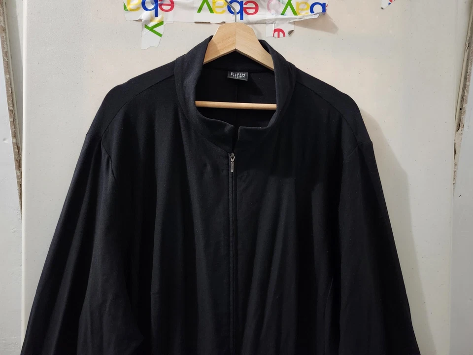 Jaqueta Eileen Fisher Feminina 3X/4X BLK Crepe Zíper Corpo Longo Mistura de Viscose Elástica - Imagem 3 de 4