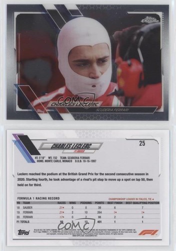 2021 Topps Chrome Formula 1 F1 Racers Charles Leclerc #25 2017 - Bild 3 von 3