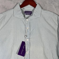 Ralph Lauren Purple Label Shirt Mens 17.5 Chambray Tailored Fit Italy Keaton