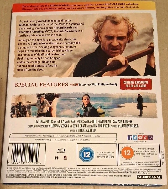 Orca: The Killer Whale - Studio Canal Cult Classics (Slipcover, Blu-ray, 2024) - Image 2 of 2
