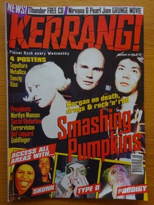 Kerrang 625 (Posters Metallica Sepultura Kiss Danzig) Smashing Pumpkins Prodigy