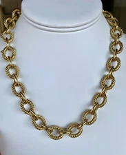 David Yurman 18k Gold Oval Link Necklace 18” 10-12mm Cable Necklace 72g MINT