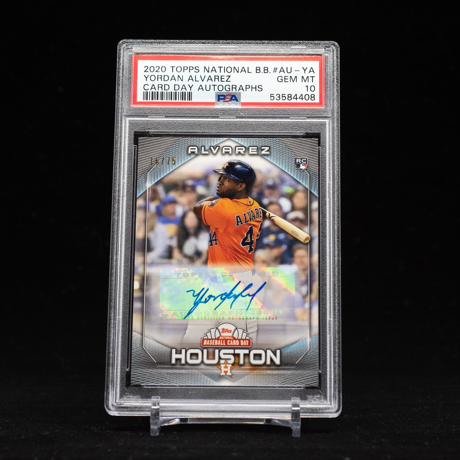 2020 Topps National Baseball Card Day Yordan Alvarez Auto /75 PSA 10 Rookie POP2