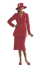 size 6 Red Double Breasted Skirt Suit wedding church special event by Ashro new