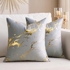 Gold Decorative Throw Pillow Covers 20x20 Velvet 20" x 20" Pack of 2 Grey