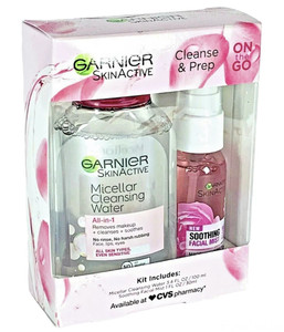 Garnier Cleanse & Prep Micellar Cleansing Water 3.4 fl oz Facial Mist 1 fl oz