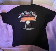 Metallica Master of Puppets Black Graphic T-Shirt 100% Cotton, Size XL