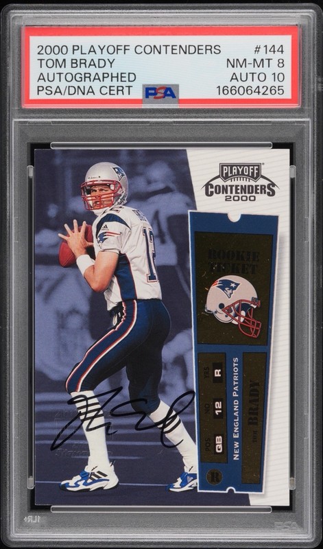 2000 Playoff Contenders TOM BRADY #144 Autograph Rookie Ticket PSA 8 Auto 10 RC