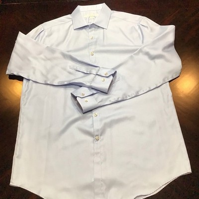 Perry Ellis Portfolio Dress Shirt Men's 16.5 36/37 Light Blue Slim Fit Button Up