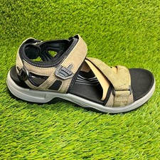 Ecco Yucatan Mens Size 10 Brown Black Beach Walking Outdoor Strappy Sandals