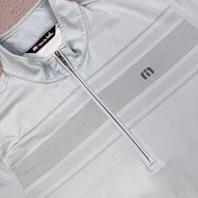 Travis Mathew Pullover Mens Medium Blue Quarter Zip Golf Pete Dye Embroidered