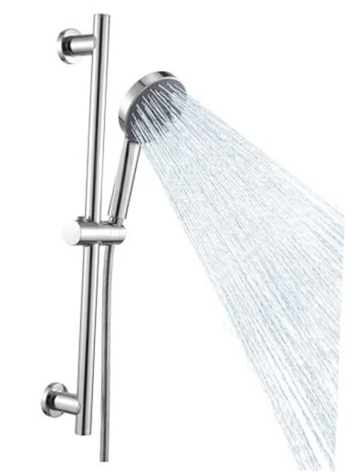 Adjustable Shower Head with Slide Bar - Handheld - Polished Silver