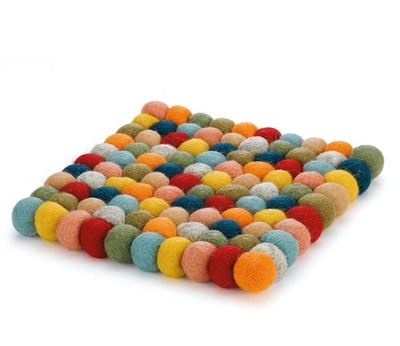 Cilio Fair Trade 100% Virgin Sheep Wool Trivet, 8'' Square, Multi-Color Nepal