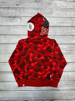 NEW BAPE Color Camo Shark Full Zip Hoodie Red SS22 Size S-XL SS23