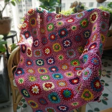 Handmade Crochet Throw Blanket Granny Blanket Sweater Style Year Round Gift I...