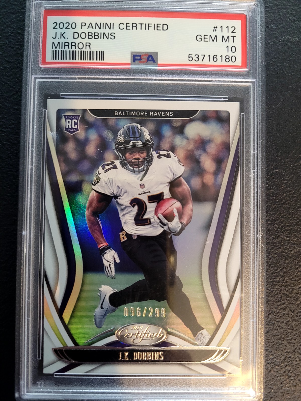 JK J.k. Dobbins 2020 Panini Certified Mirror Rookie Card Rc 112 Psa 10