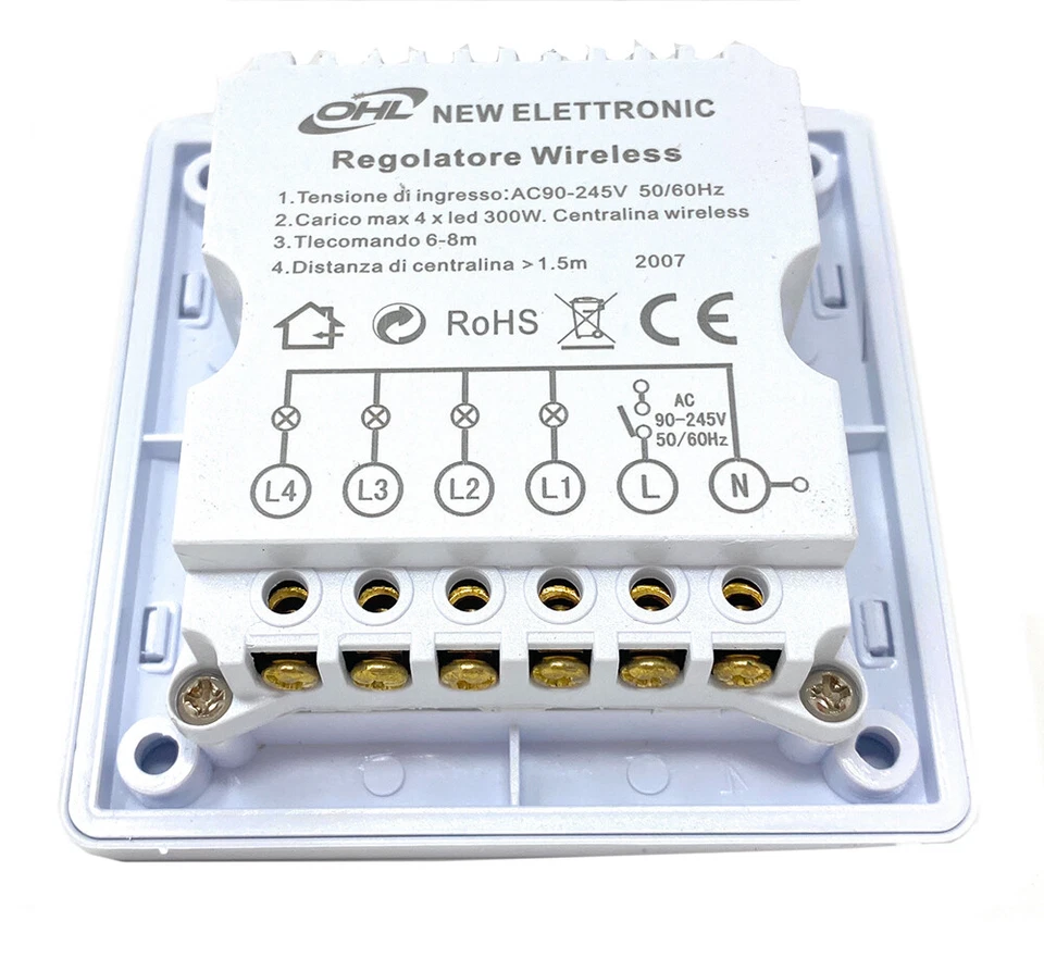 Interruttore luci led con telecomando wireless controllo remoto 4 canali 220v - Immagine 2 di 2