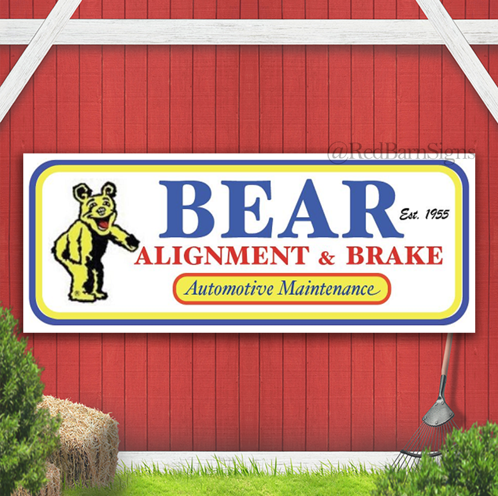 Bear Front End Alignment Banner sign Gas Oil Gasoline Garage | eBay