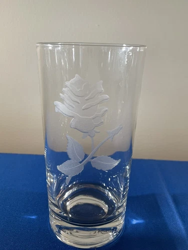 8 Vintage Federal Drinking Glasses with Flower Etching 5-1/4” Tall NEW