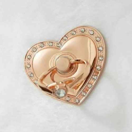 Universal 360 Rotating Finger Ring Stand Holder For Cell Phone - ROSE GOLD HEART - Picture 2 of 9