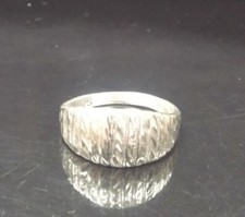 Sterling Silver Ladies Diamond Cut Dome Ring